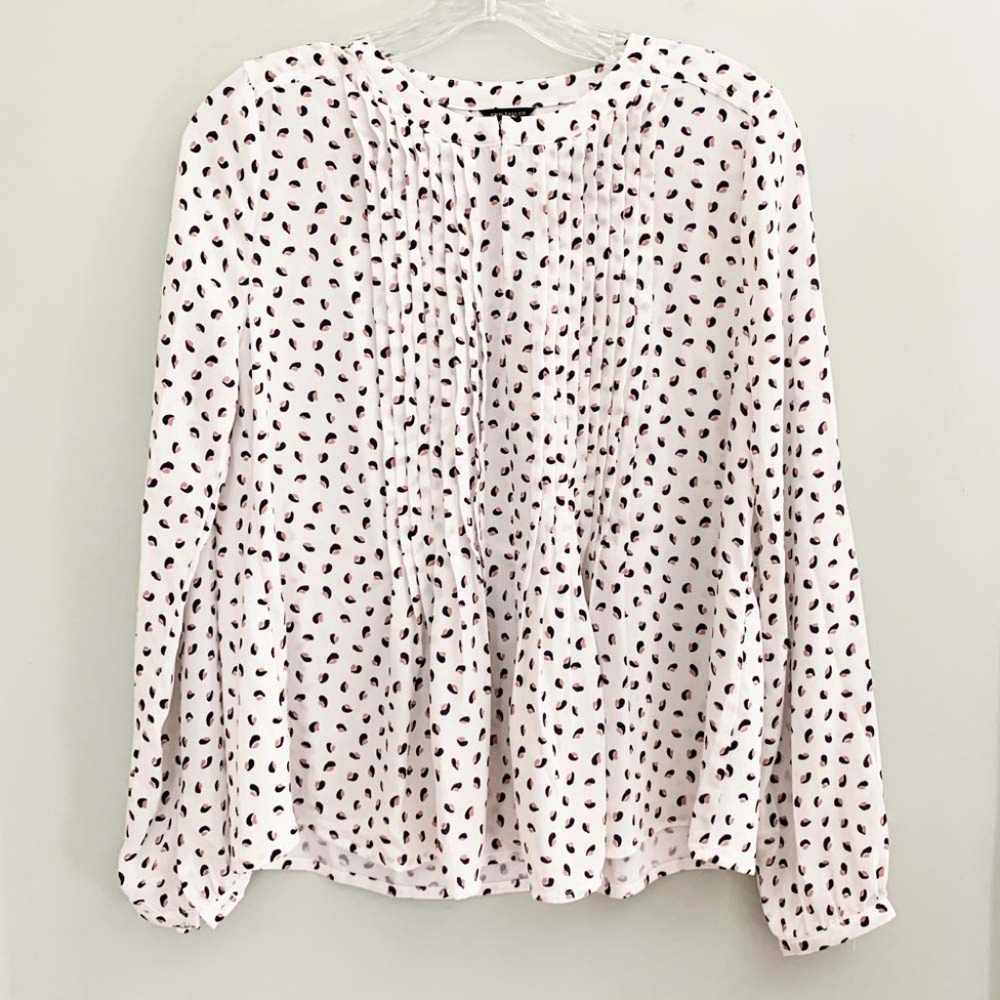 Ann Taylor Long Sleeve Pleat Front Blouse